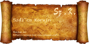 Szűcs Korvin névjegykártya