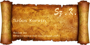 Szűcs Korvin névjegykártya